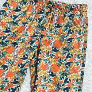 Tahari ASL Orange Floral Wide Leg Pants